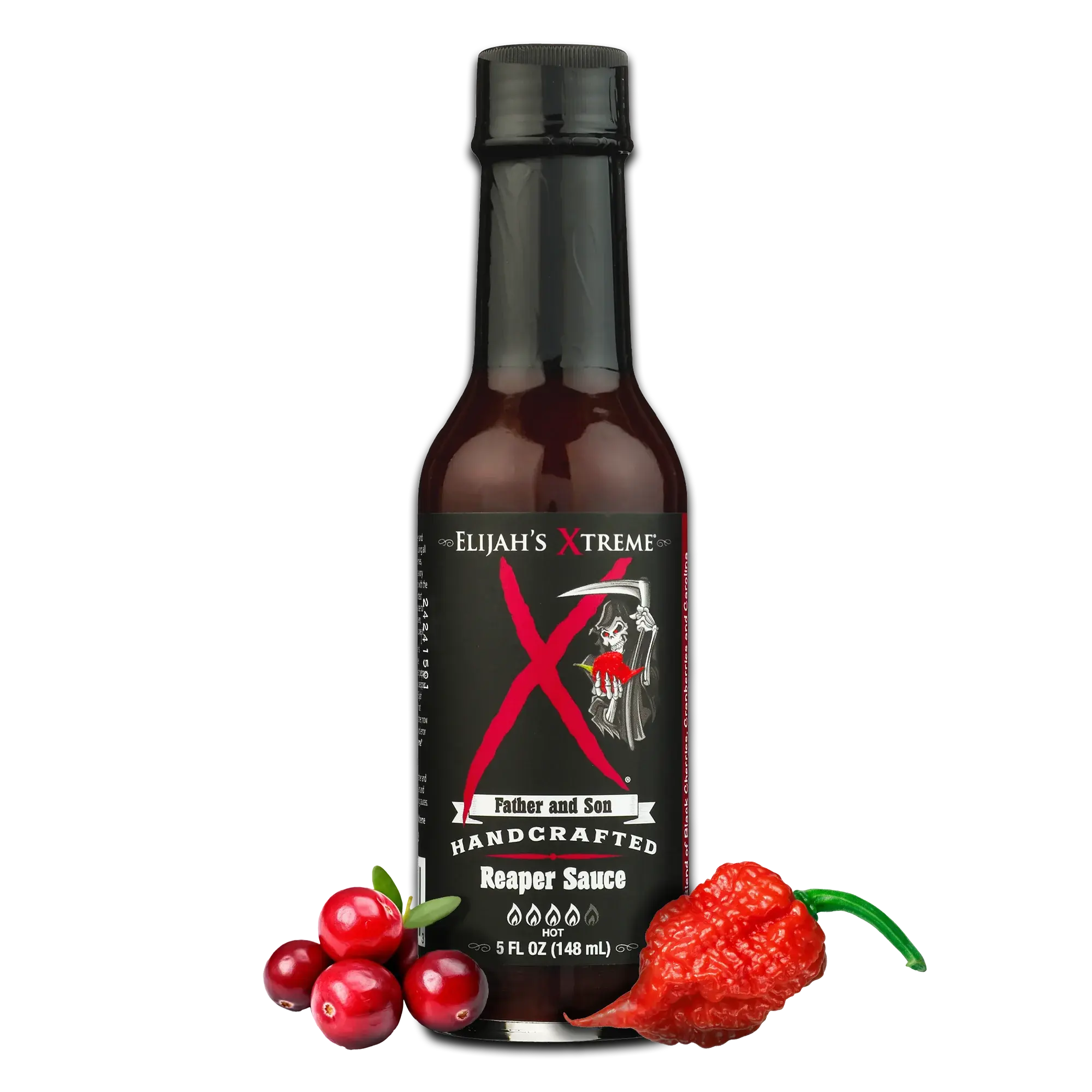 Elijah's Xtreme Reaper Hot Sauce - Sweet & Spicy Carolina Reaper Blend with Black Cherries & Cranberries, Hot About 350,000 SHU, Vegan, Gluten Free, 5 oz