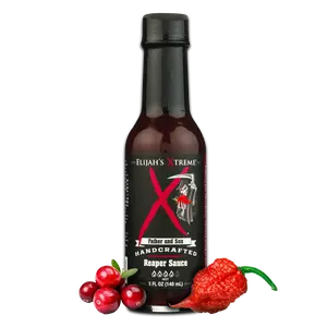 Elijah's Xtreme Reaper Hot Sauce - Sweet & Spicy Carolina Reaper Blend with Black Cherries & Cranberries, Hot About 350,000 SHU, Vegan, Gluten Free, 5 oz