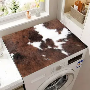 Cow Print Washing Machine Dust Cover, Absorbent Countertop Pad, Fast Drying Refrigerator Mat, Microwave Dust Protector, Modern Washer and Dryer Lid, Household Dust Cover