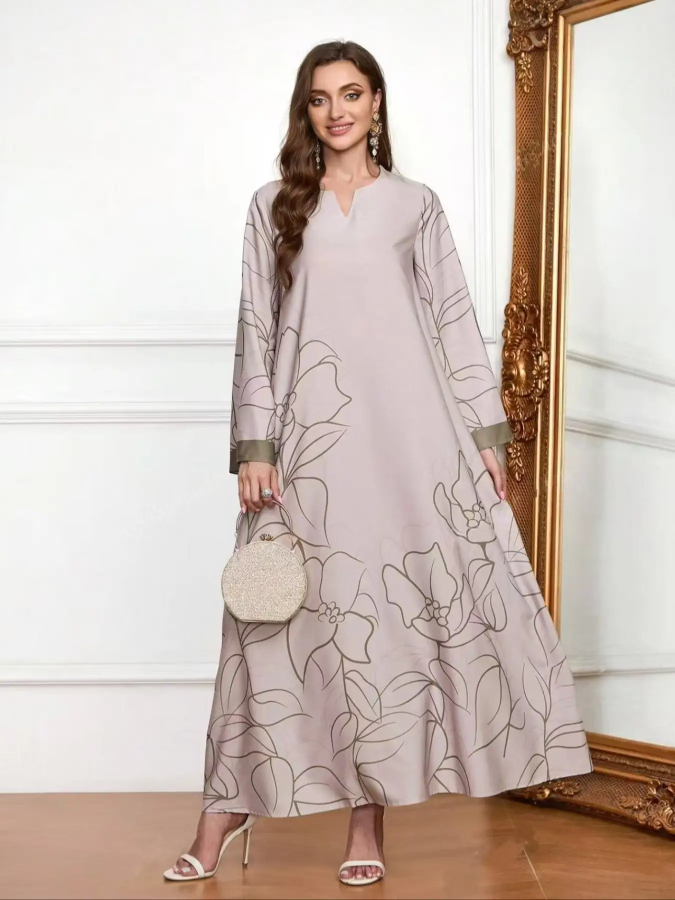 Plus Size Boho Print Vintage Loose over Knee Long Dress, Ethnic Style All Seasons Wearable Maxi Robe, Comfortable Women's Clothing