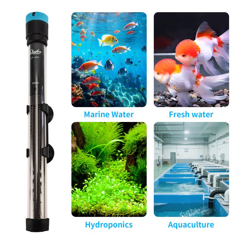 100W-500w Submersible Aquarium Heater, Adjustable Fish Tank Heater with Digital Display External Controller, Overheat Protection and Free Thermometer for 10-30 Gallons Freshwater and Saltwater Tank