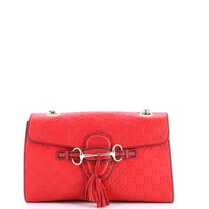 Pre-owned GUCCI Leather Shoulder Bags Emily Chain Flap Bag Guccissima Medium by Rebag
