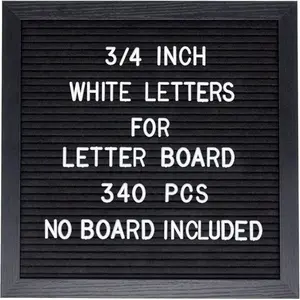 Pre-Cut 3/4 Inch White Letters for Felt Letter Board 340pcs plastic letters including Characters Numbers Symbols&Emoji for Message Board No Board Included