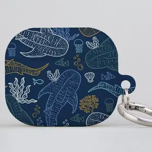 Whale Shark Scatter Coral Reef AirPod AirPod Pro Case Cover | Ocean Sea Animal Plants - Protective Case for Apple Wireless Earbuds