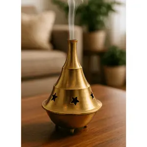 2 Piece Brass Cone Incense Burner