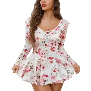 Avidlove Lingerie Rave Ruffle Dress Off Shoulder Long Sleeve Nightgowns Outfits For Women S-XXL