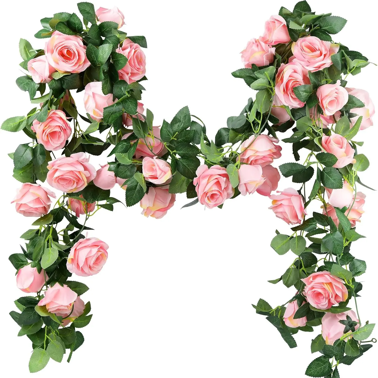 2pcs Rose Vine 2.2m Artificial Roses Flower Garlands, Decorative Flowers, Wedding Baby Shower Birthday Party Garden Decorations