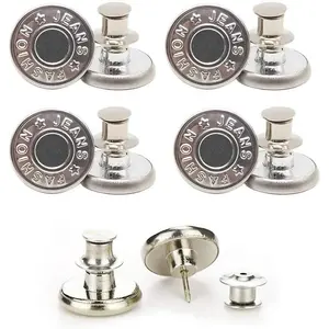 6pcs Vintage Metal Jean Buttons, No-Sew Removable Waist Tightener for Loose Jeans & Pants, Easy Fit Adjustment for Denim, Skirts & Everyday Outfits