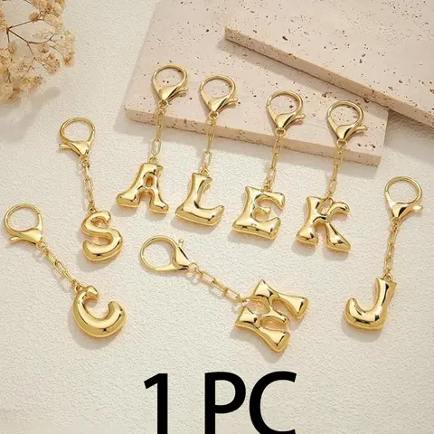 Initials Keychain, Fashionable Personalized Alphabet Keychain for Women & Men, Trendy All-match & Exquisite Keychain for Birthday Gift