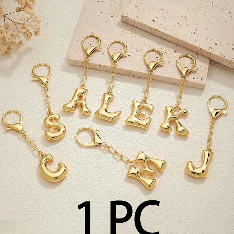 Initials Keychain, Fashionable Personalized Alphabet Keychain for Women & Men, Trendy All-match & Exquisite Keychain for Birthday Gift