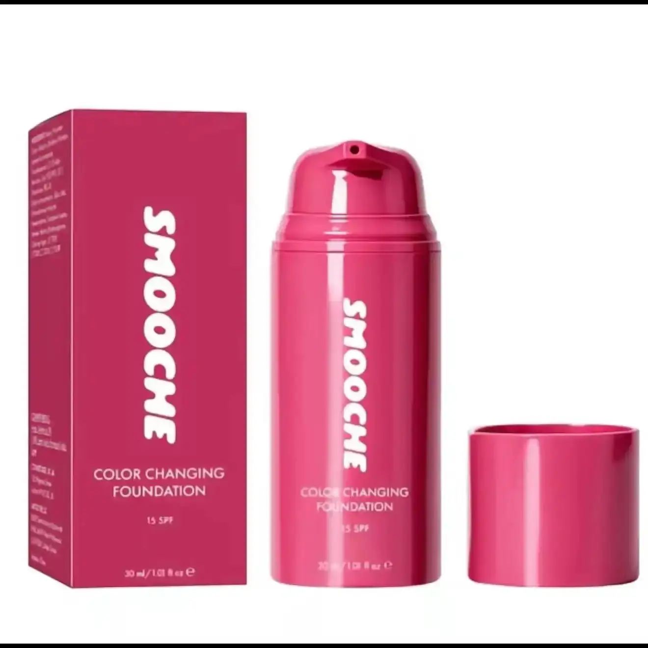 SMOOCHE Color Changing Liquid Foundation, SPF15 Infused with Hyaluronic Acid, Lightweight Hydrating Vegan Makeup, Buildable Natural Coverage Foundation for All Skin Types