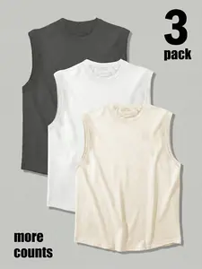 Men's 3-Pack Workout Tank Tops | Minimalist Solid Design | Wide Armholes for Mobility | Durable Stitching | Perfect for All-Season Wear | High-Value Everyday Essential
