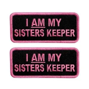 I Am My Sisters Keeper Embroidered Iron on Patch [4.0 X 1.75 -SK1] 2 Piece for Jackets, Vests, Jeans, Hats, Backpacks, and Tactical Gears.