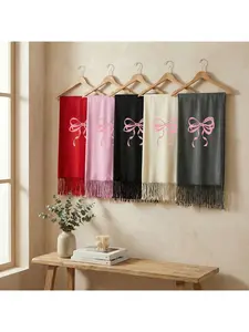 Stylish scarves Pink bow 2 With Tassel Trim Suitable for travel and outdoor activities Tignon Scarf