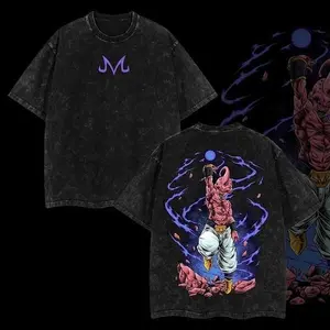 Evil Majin Buu- DBZ Vintage Unisex Oversize Anime Manga Acid Washed Cotton T-shirt, graphic tee, pump cover men, anime merch fan, outfits men