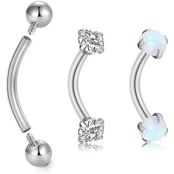 Rook Piercing Jewelry Rook Jewelry Rook Earrings Steel Silver Gold Eyebrow Piercing Jewelry Internally Threaded Eyebrow Rings 16g Vertical Labret Lip Jewelry 8mm 10mm