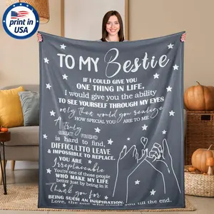 To My Bestie Inspirational Quote Flannel Throw Blanket 280GSM Ultra Soft Cozy Warm Blanket for Best Friend Gift Bed Sofa Car Travel Camping Birthday Christmas Holiday Anniversary