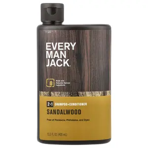 Every Man Jack 2-In-1 Shampoo & Conditioner, Sandalwood, 13.5 fl oz (400 ml)