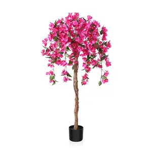 VeriNatural 4/5FT Pink Silk Bougainvillea Tree  Realistic Faux Plant for Indoor & Outdoor Decor Artificial Tree with Stand