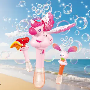 Cute Rabbit Bubble Wand with 100ML Liquid, Detachable Wings, Lights & Sounds, Leak-Proof Durable, Kids Interactive Toy, Best Gift for 3+