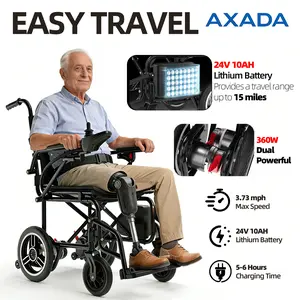 Electric Wheelchair for Adults, 15 Miles LongTravel Range, Lightweight Folding,Max Support 300 LBS,Portable All-TerrainMotorized Wheelchair for The Elderly