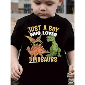 A Young Boy Who Adores T-Shirts Featuring Dinosaurs