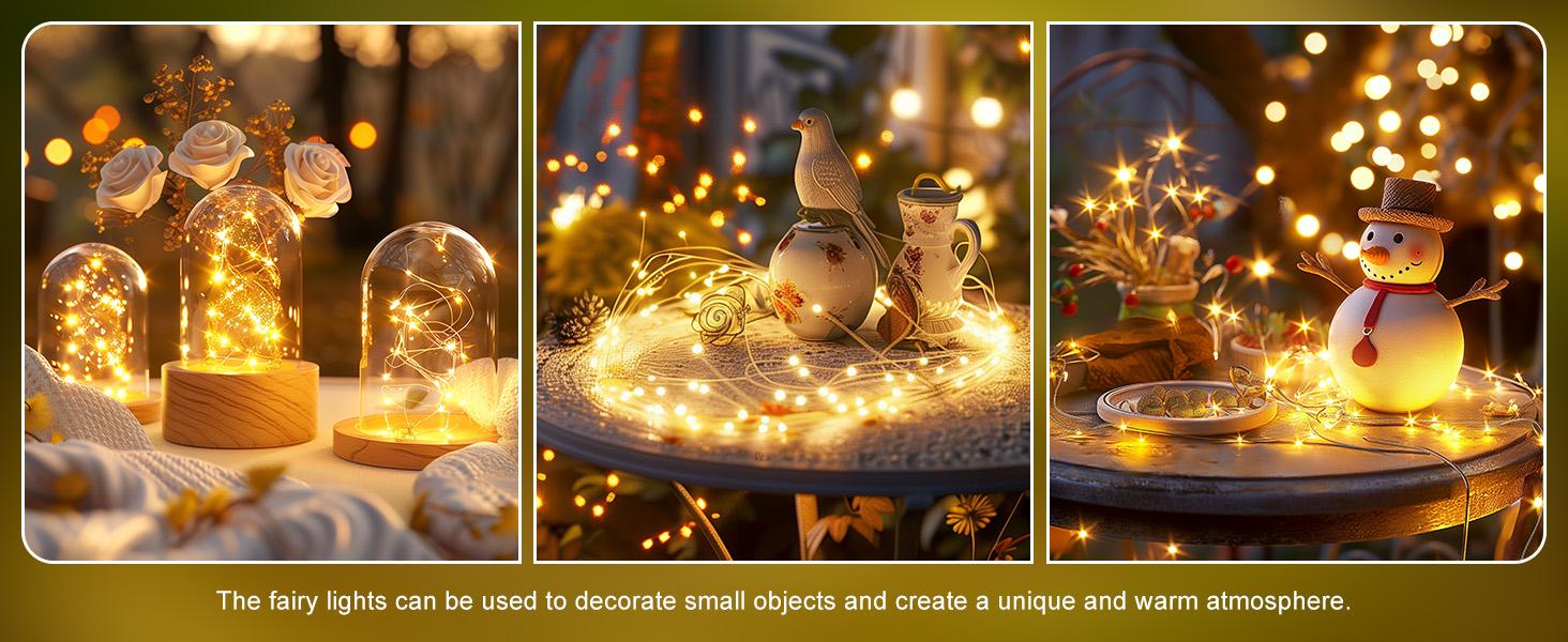 Minetom Solar String Lights for Outside, 33Ft 100 LED Outdoor Solar Fairy Lights, 8 Modes Balcony Lights for Tree Patio Christmas Party Wedding Decor (Warm White)