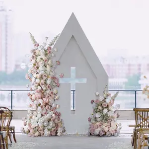 S-A8796 White Pink Wedding Background KT Board Rose Baby Breath Delphinium