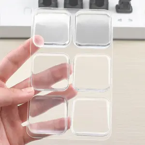 Transparent Square Door Stopper Wall Protector Set - 6- Soft Rubber Door Handle Bumpers with  Self-Adhesive, Thickened Wall Shields (4 CM/Square, Clear)