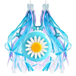 Bike Bell and Streamers Set for Kids, Bicycle Ring and 2 Pack Handlebar Streamers Scooter Tassels for Children's Bike Accessories