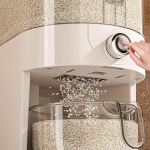 Airtight Rice Cereal Dispenser with Measuring Cup - Moisture & Insect Resistant Food Storage Container for Kitchen Grains Pet Food