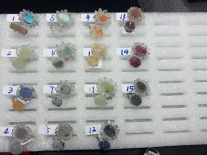 Wen(8214)gc.Raw stone sunflower ring