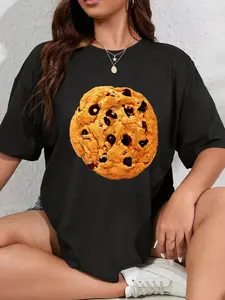 100% Cotton Unisex Chocolate Chip Cookie Costume Shirt Last Minute Lazy Party T-Shirt Graphic Printed Casual Round Neck T shirt