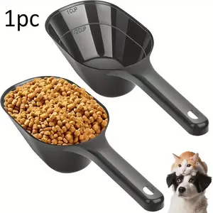 Pet Food Spoon with Measurement Line, 1/2 Cup and 1 Cup Portable Plastic Pet Feeding Spoon, Suitable for Dogs, Puppies, and Cats