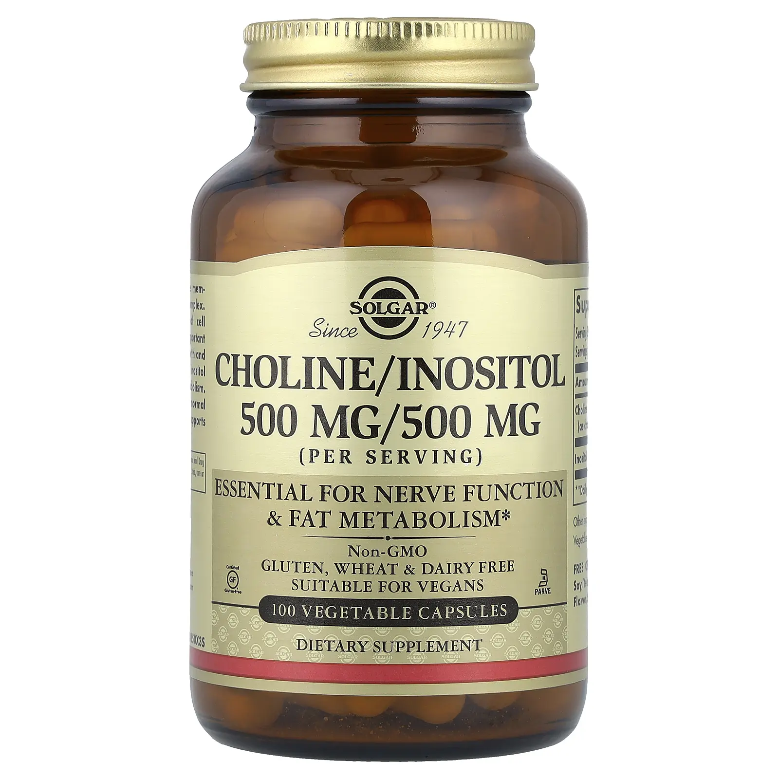 Solgar Choline/Inositol, 100 Vegetable Capsules