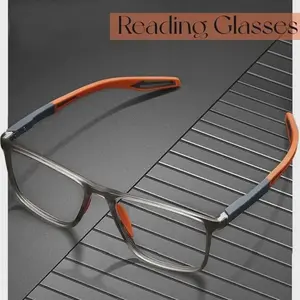 Photochromic Multifocal Anti-Blue Light Reading Glasses, Ultralight TR90 Sport Frames for Men, Presbyopia Eyewear with Far-Sight Strength Up to +4.0