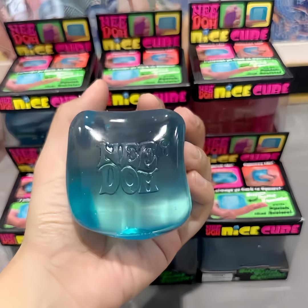 NeeDoh Cube Ice Cube Water Drop Squeeze Toy In Blue,Pink,and Purple Rosie-Style Stress Relief Ball Ice Cube Squeeze Fun-Sensory Squeeze Toy - Sensory Toy Stress Relief Squeeze Fun -Stress-Reducing Blocks Relaxing And Fun Squeeze Toy Gift For Stress Relief