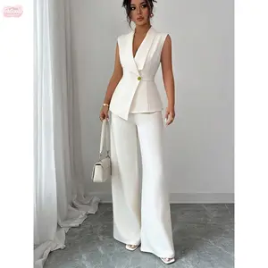 YehGoods 2026 Casual Elegant Solid Color Vest & Straight-leg Pants Set for Womenswear - Modern Suit with Versatile Design