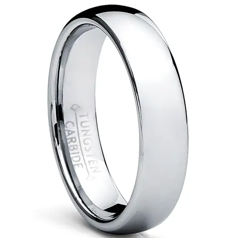 Men's 5MM Dome Shape Tungsten Carbide Wedding Band, Hypoallergenic High-Polish Laser Engraved Invisible Finger Ring for Adults, Sizes 5-15
