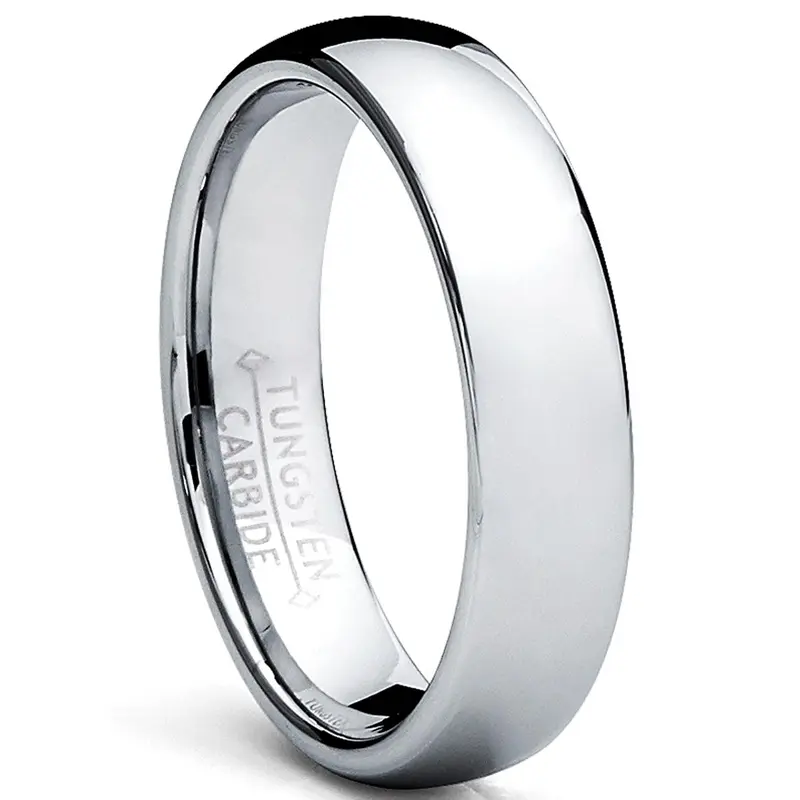 Men's 5MM Dome Shape Tungsten Carbide Wedding Band, Hypoallergenic High-Polish Laser Engraved Invisible Finger Ring for Adults, Sizes 5-15