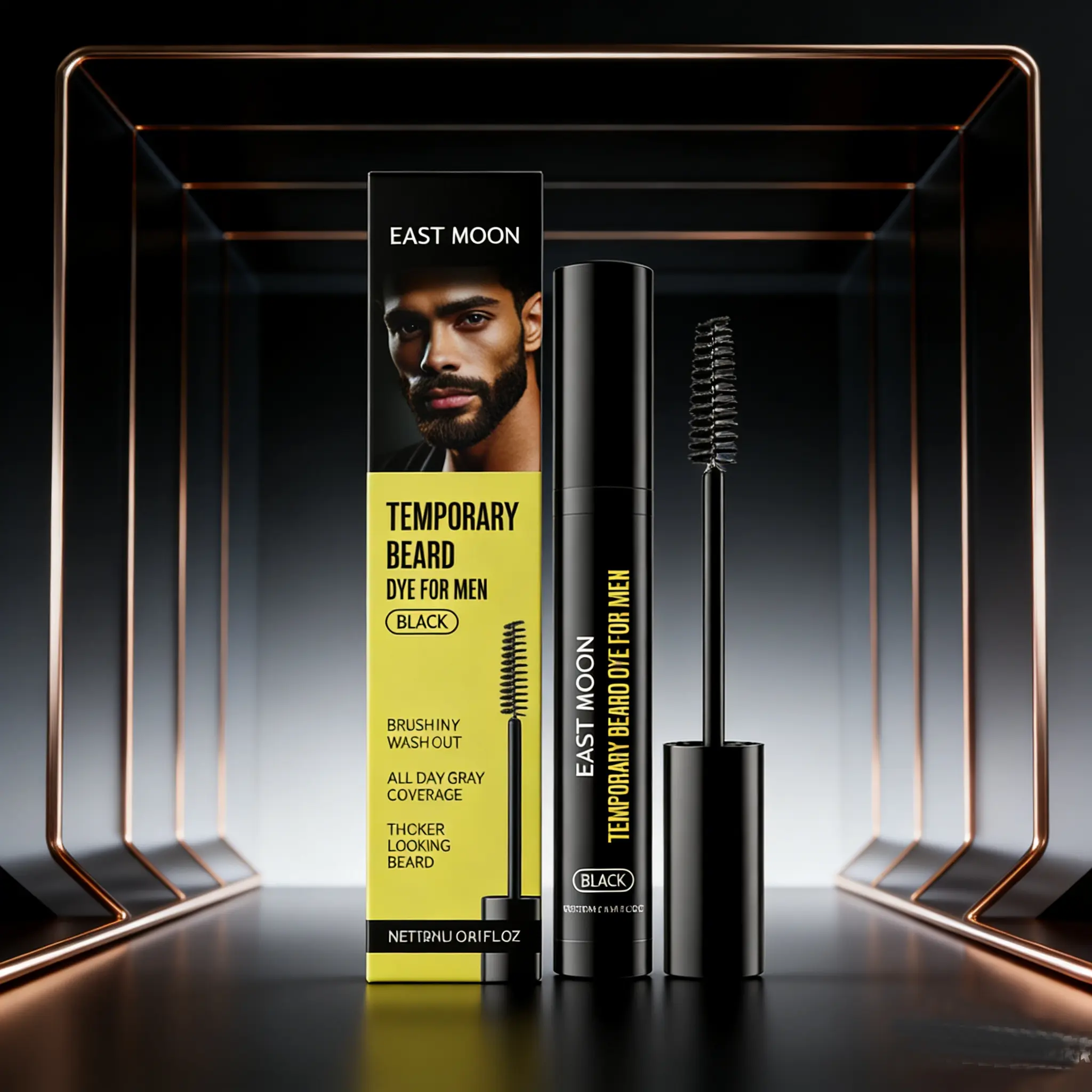 Black men's beard and eyebrow dye, Gray Coverage, moisturizes and nourishes men's beards naturally and persistently without fading, Beard Care, Mustache Beard Dye