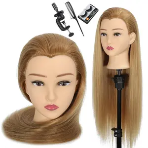 Human Hair Mannequin  with Stand 28 Inch for Styling Practice,   & Wig Display - Realistic Makeup  for Beauty Salon & Barber Students (blonde)