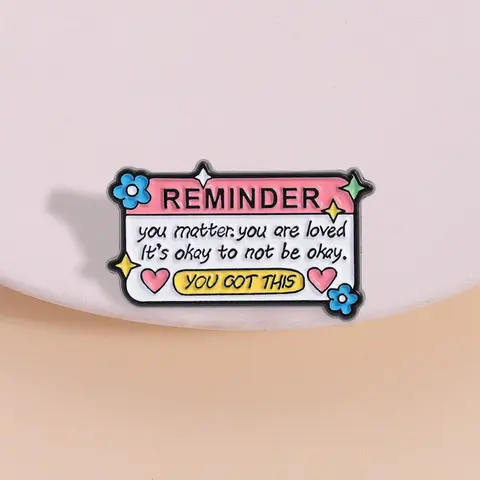 Mother's Day Gift You Matter Letter Pattern Brooch, Cute Positive Quote Pin, Uplifting Brooch for Anxiety Relief, Thoughtful Psychological Healing Gift, Flower Brooch Pin, Lapel Brooch, Lapel Pins, Alloy Brooch Pin