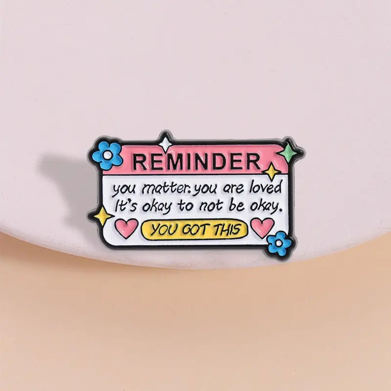 Mother's Day Gift You Matter Letter Pattern Brooch, Cute Positive Quote Pin, Uplifting Brooch for Anxiety Relief, Thoughtful Psychological Healing Gift, Flower Brooch Pin, Lapel Brooch, Lapel Pins, Alloy Brooch Pin
