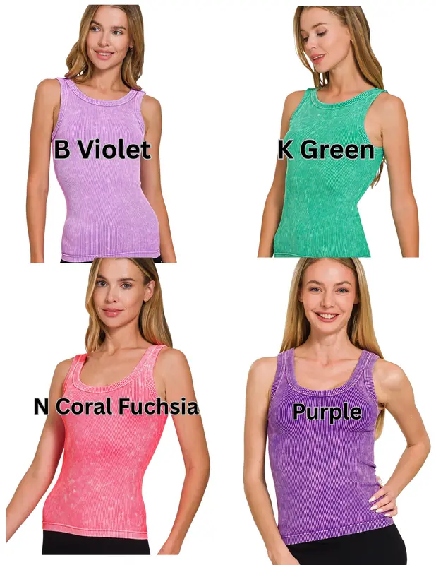 Women's Stretchy Ribbed Seamless Nylon-Spandex Tank Top - 2-Way Reversible Neckline, Boat Neck Option, Lightweight, Fit, Comfortable Everyday Layering Essential