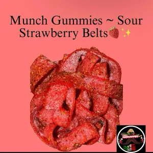 munch gummies | Strawberry BELT - sour, sweet, spicy. Snack Candy
