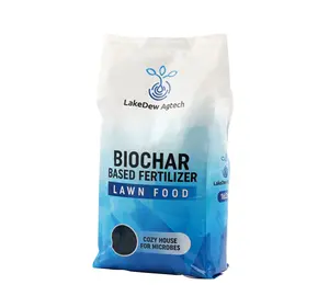 LakeDew Biochar Based fertilizer 16:0:8 for lawn 20% biochar, 10lb cover 2500 Sf. hold water and nutrient, stabilize PH and provide shelters for microbes