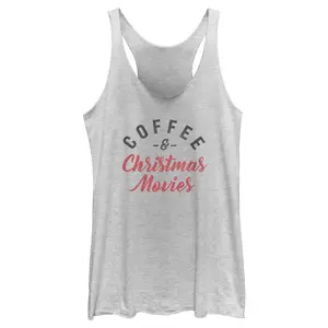 Women's Lost Gods Distressed Coffee and Christmas Movies Racerback Tank Top