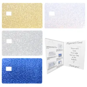 Glitter Credit Card Stickers 4-Pack with Alignment Card for Card Skins– Gold, Silver, White, Blue – Premium Protective Vinyl Decal Cover for Debit/ATM/Bank Cards