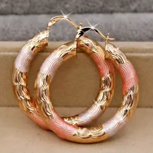Women's Vintage Elegant Nickel-Free Copper Golden Hoop Earrings - Durable, Hypoallergenic, Comfortable Daily Wear Costume Jewelry - Stylish Accessory, Gift Idea